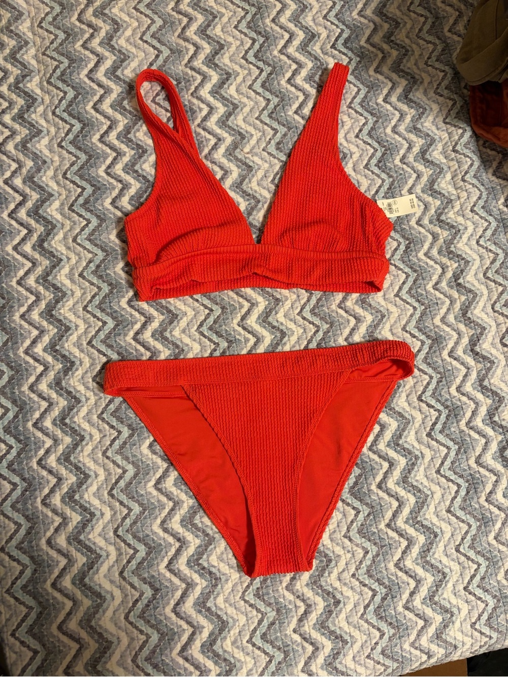Like New- NWOT, aerie Red Ribbed Bikini Set